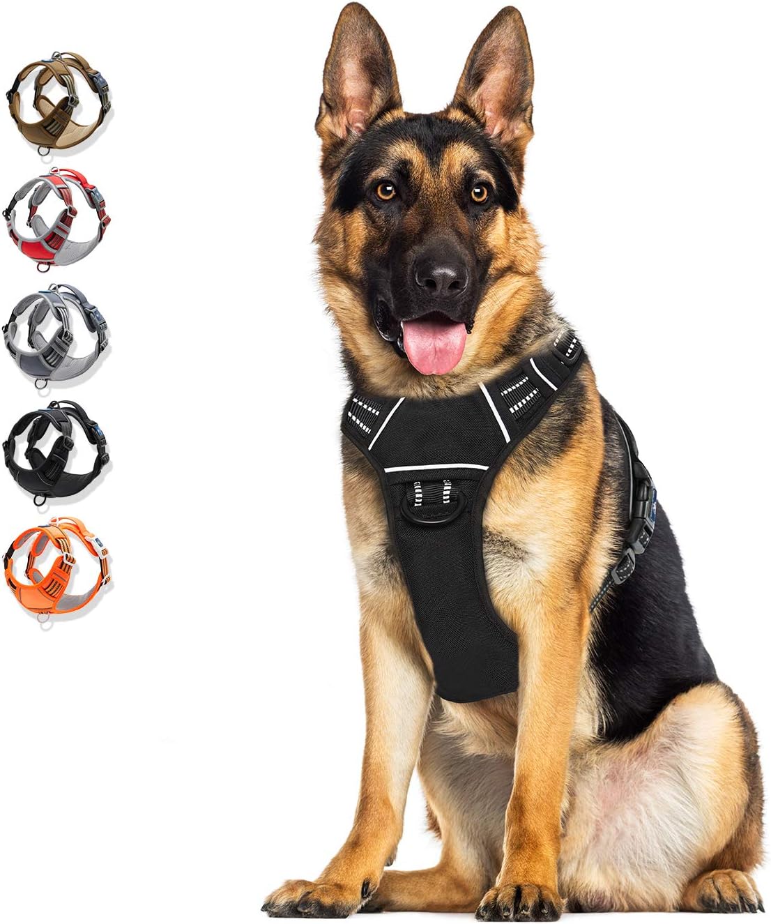 WALKTOFINE Dog Harness, No Pull Reflective Adjustable Dog Harnesses with 29 Leash Clips, Dog Vest Harness with Easy Control Handle for Small Medium Large Dogs