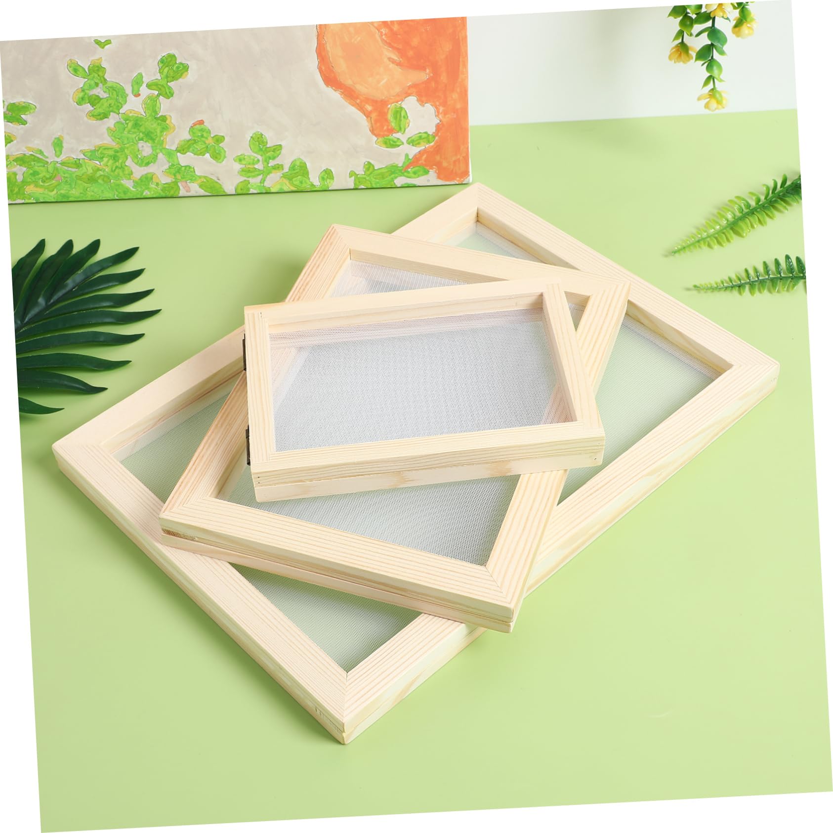 Homoyoyo Wooden Frame Paper Making Kit 6 Mesh Screens 6 Absorbent Papers DIY Craft