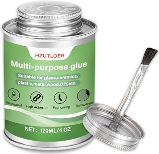 Hzutloer Multi-Purpose Super Glue 4oz with Brush - High Strength Clear Adhesive for Wood, Metal, Plastic, Ceramics, Leather & DIY Crafts