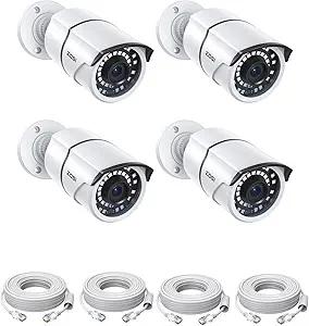 ZOSI 4PK 5MP Add-on POE Security Camera with Ethernet Cables, Outdoor Bullet Camera with 120ft Night Vision, IP66 Weatherproof, Only Compatible ZOSI PoE NVR Recorder(Model:ZR08SN,ZR08HN,ZR16SK,ZR16HK) asin的图片