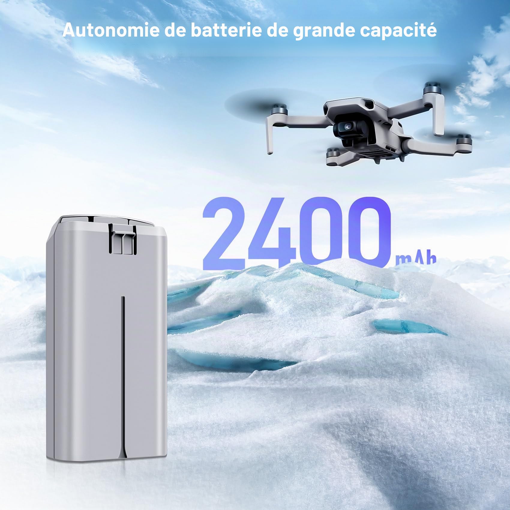 Mini 2 Series Batterie 2 pièces 7.7V 2400mAh Batterie de vol Intelligente (31 Minutes d'autonomie maximale) Entièrement Compatible avec Les Drones DJI Mini 4K/2/2 SE/SE