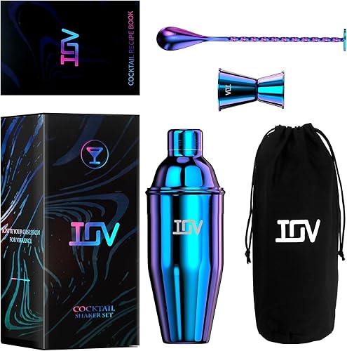 Miniatura 2 de IOV Juego de coctelera, coctelera de Martini de 24 onzas con colador incorporado, kit de herramientas de barra con folleto de recetas, coctelera