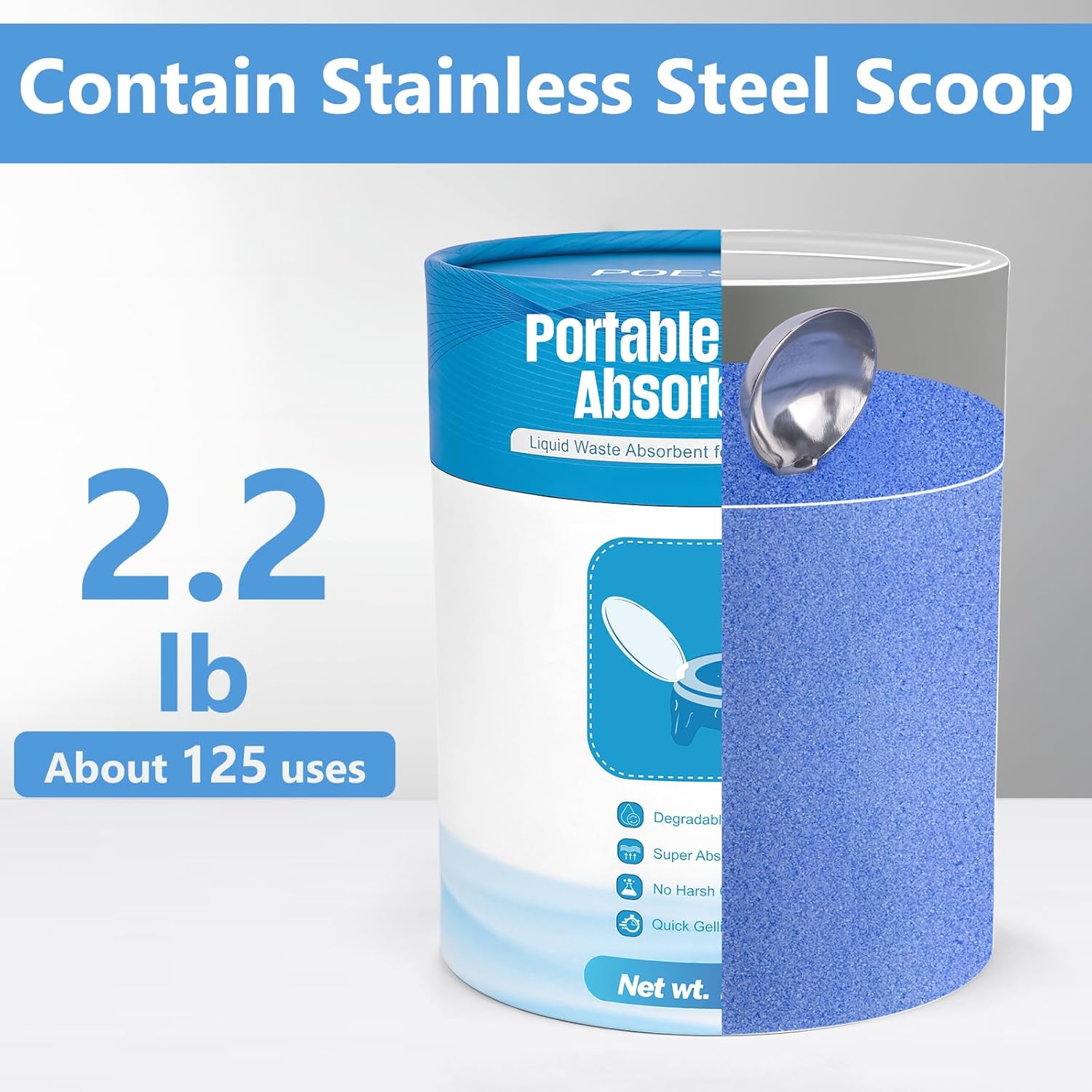 Poesie Poo Absorbent Gel Powder for Portable Toilet Camping Hiking Outdoor Portable Potty Resolution