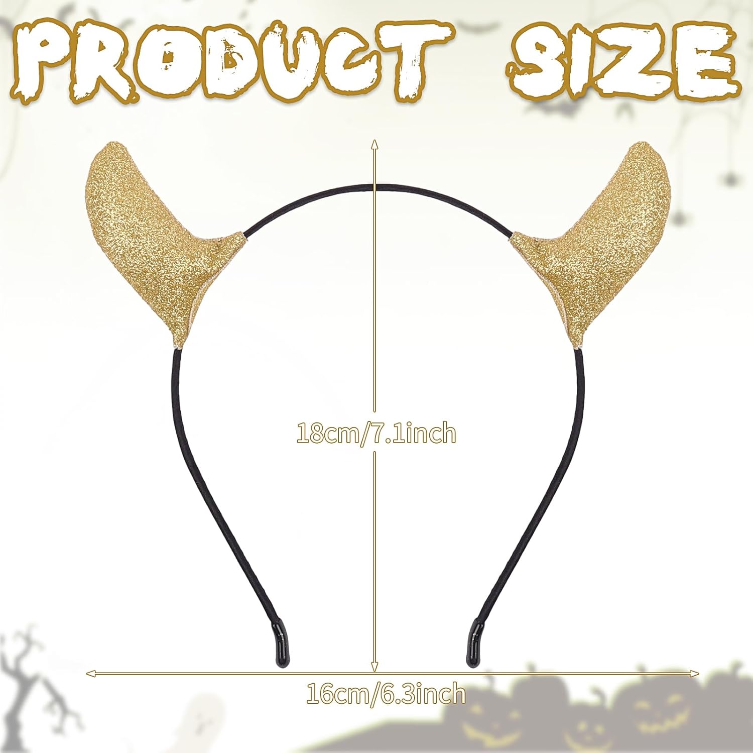 Glitter Devil Horns Headband, Gold Devil Horns Devil Costume for Women Men, Halloween Fancy Dress Cosplay Hairband - Image 4