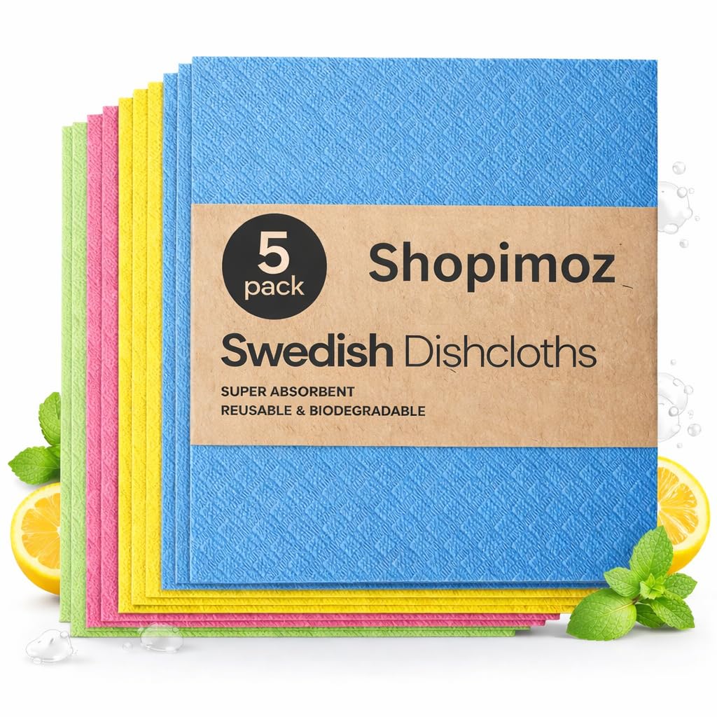 Kitchen Wipes for Cleaning Pack of 5 | Reusable Sponge Wipes | Absorbent Cleaning Cloth | Cellulose Dish Cloth for Counter, Table & Dishes | Biodegradable Kitchen Cleaning Wipes-image-38