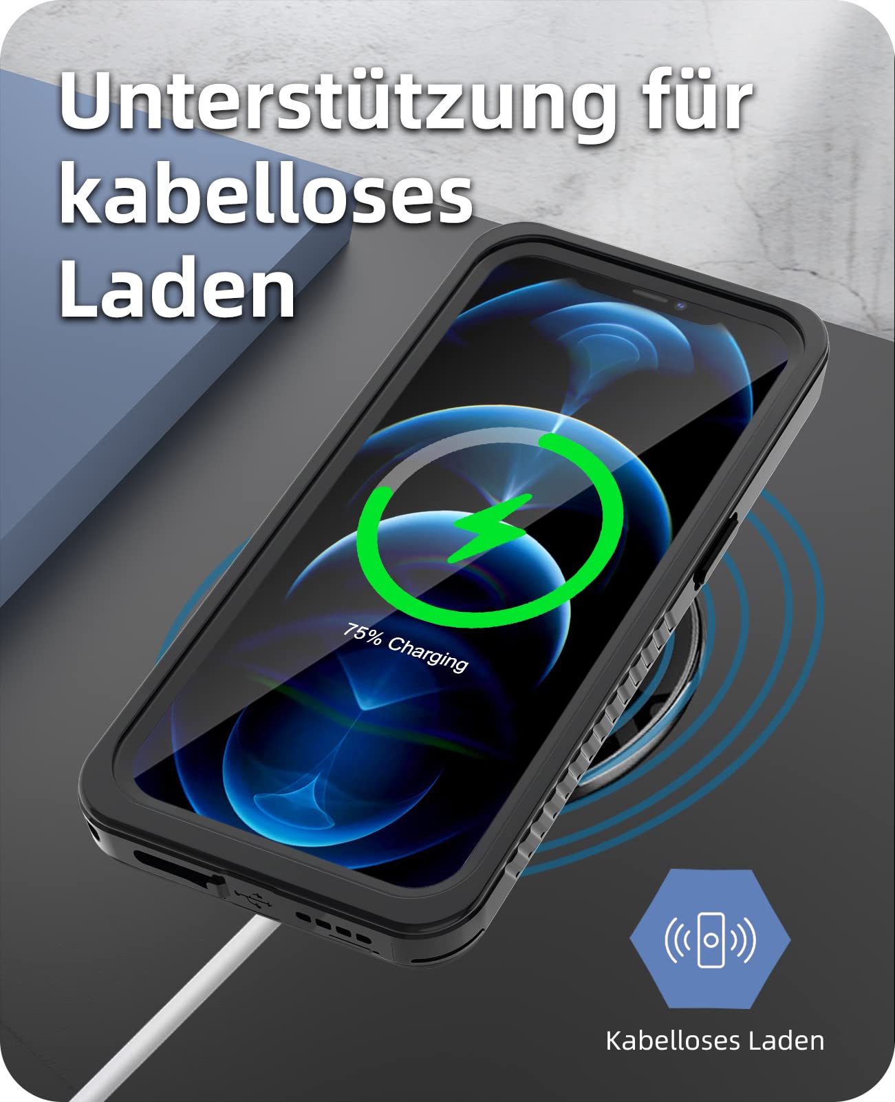 Beeasy Kompatibel mit iPhone 12 Pro Max Hülle Wasserdicht, Outdoor Militärschutz Stoßfeste Staubdicht Schutzhülle, 360 Grad Schutz mit Displayschutz iPhone 12 Pro Max Case (6,7''), Schwarz