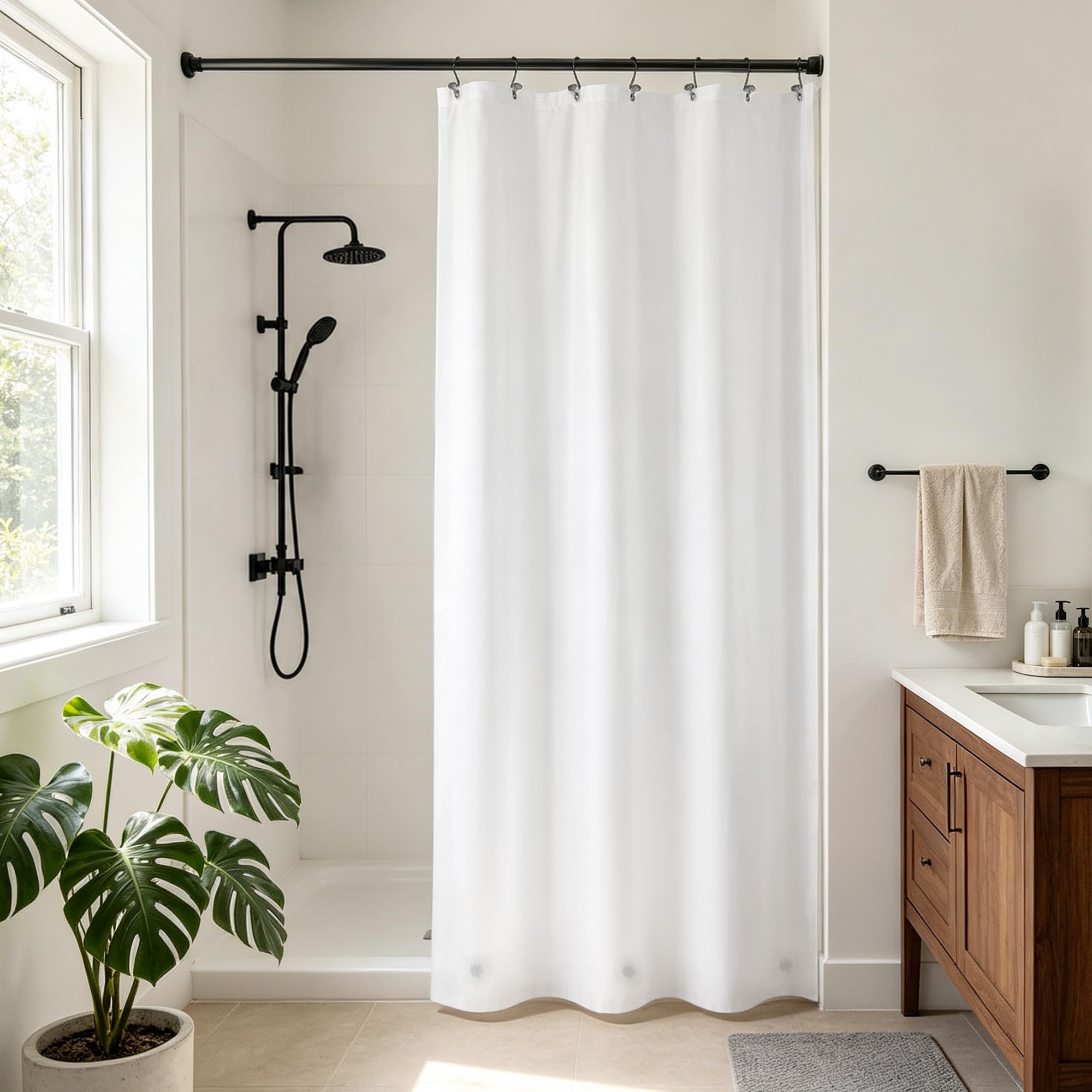 Barossa Design White Stall Shower Curtain Liner with 3 Magnets, 36x72