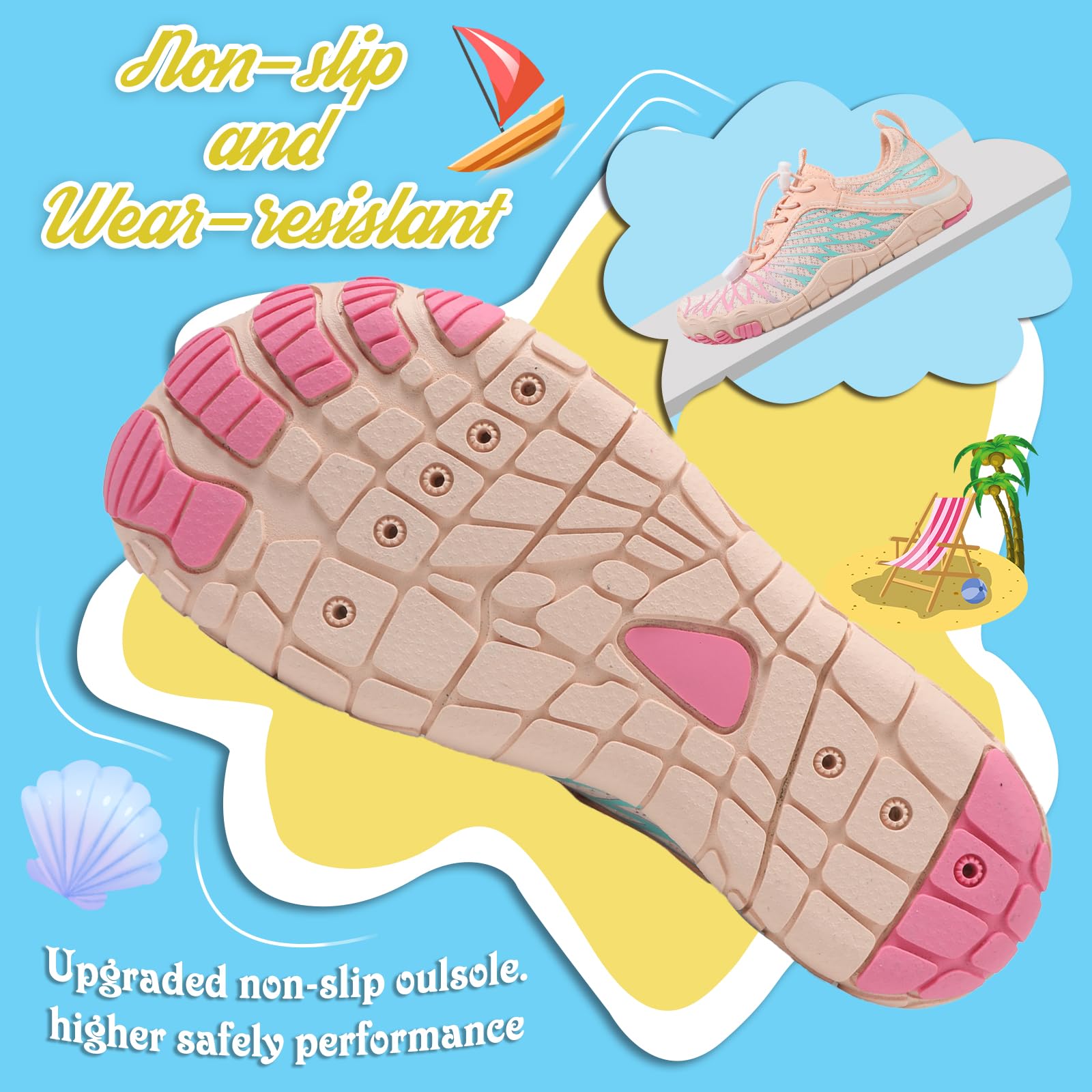 AONETIGER Barfußschuhe Kinder Barfussschuhe Jungen Mädchen Schnell Trocknend Wasserschuhe Leicht Weich Strandschuhe Atmungsaktiv Badeschuhe rutschfest Wanderschuhe Gr.25-35EU