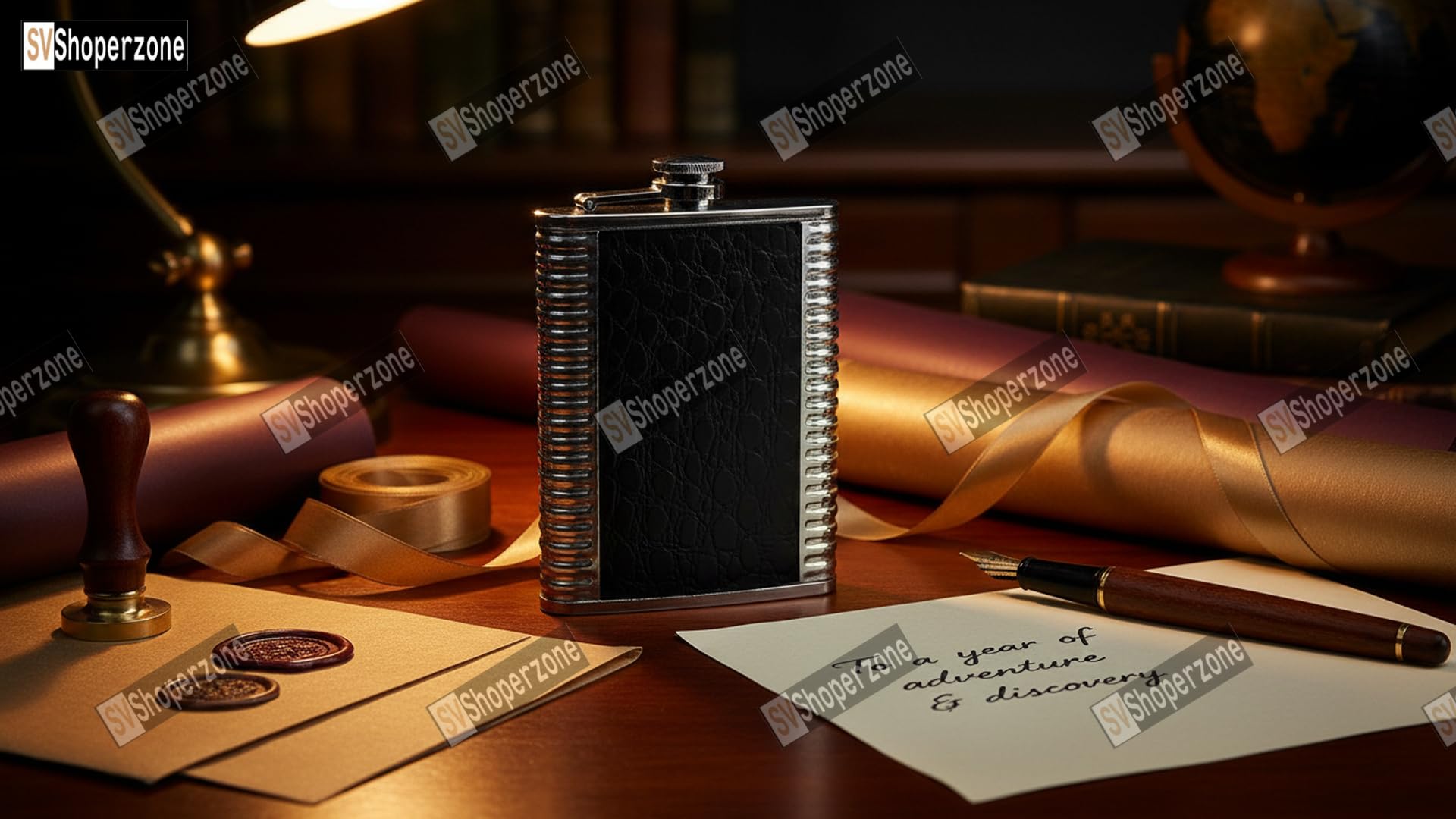 Stainless Steel Hip Flask I Engraved Design Wine Whiskey Liquor Flask I Unisex Alcoholic Drinks Holder Pocket Bottle (236 ml) (Hip Flask Black & Silver+Funnle) — Amazon image 3