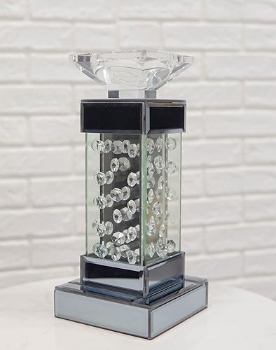 Miniatura 9 de Ebros Gift Moderno y elegante cristal biselado flotante de cristal y metal decorativo individual de 2.75 pulgadas de diámetro, candelabro, escultura