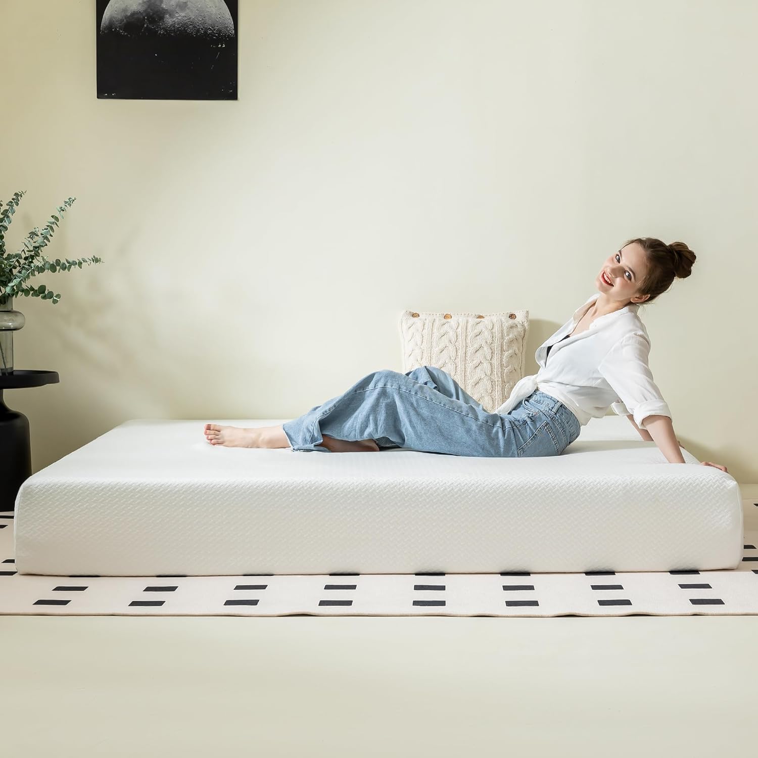 Vyfipt RV Mattress 10 Inch King Size,Green Tea Medium Firm Memory Foam Mattress in a Box,Pressure Relief,CertiPUR-US Certified,Made in USA,Campers/Trailers/Trucks Mattress