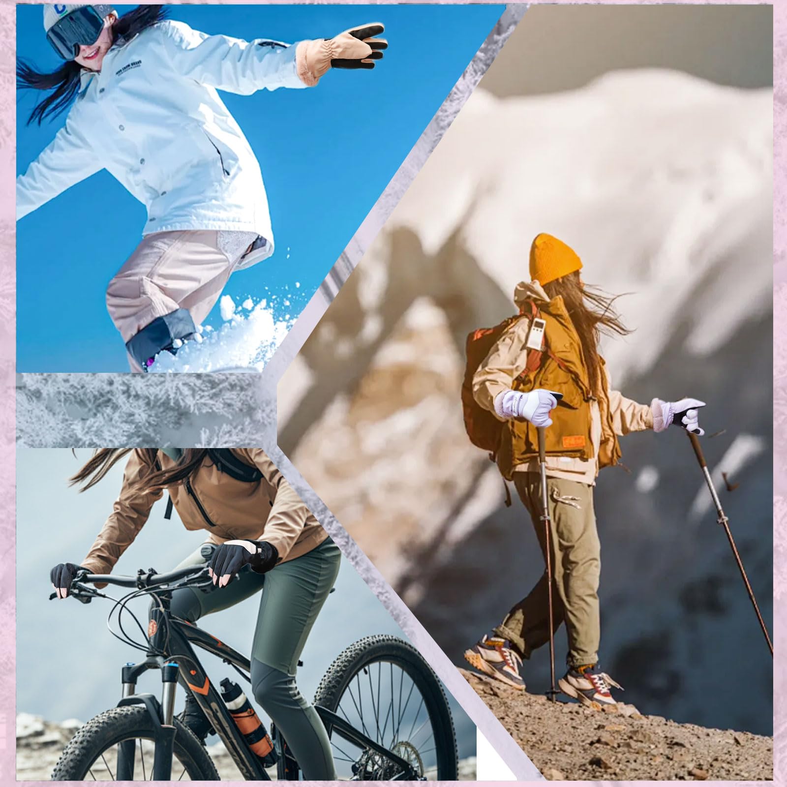 Andiker Guantes de esquí para mujer resistentes al viento y al agua térmicos de invierno