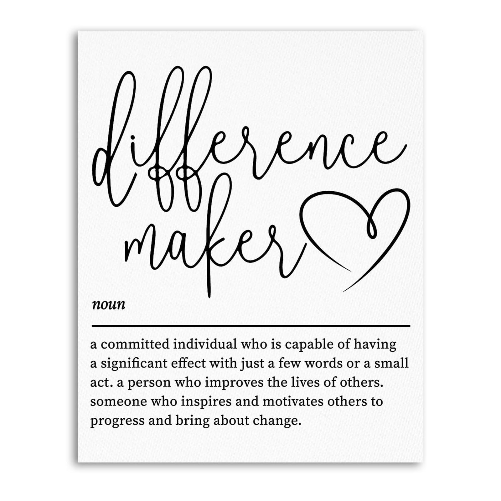 HSMXNEONJB Coworker Farewell Gift, “Difference Maker” Team Appreciation Canvas, Office Wall-Art for Colleague, Boss, Mentor, Thoughtful Leaving Present for Office(Framed,12x18inch(30x45cm))