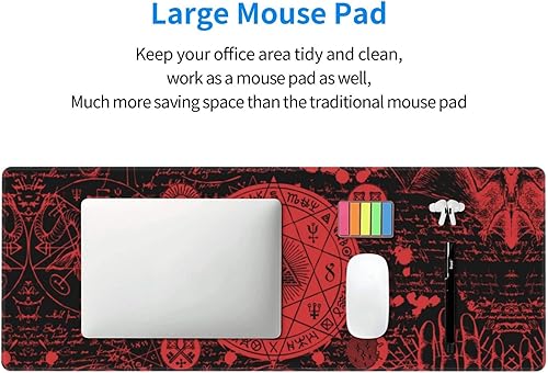 Miniatura 6 de Alfombrilla de mouse vintage mística gótica bruja, extendida, grande, para juegos, XL, de gran tamaño, bordes cosidos, 31.5 x 11.8 pulgadas