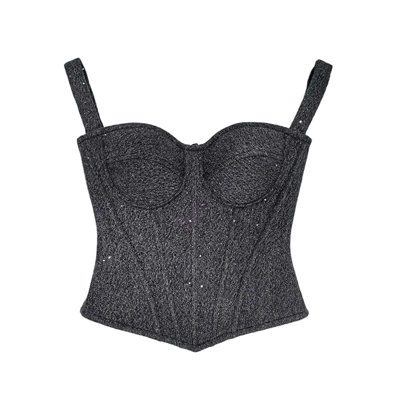 Yeuyyben Canotta da donna in misto lana senza maniche tinta unita con paillettes ispessite abbigliamento interno outwear moda top