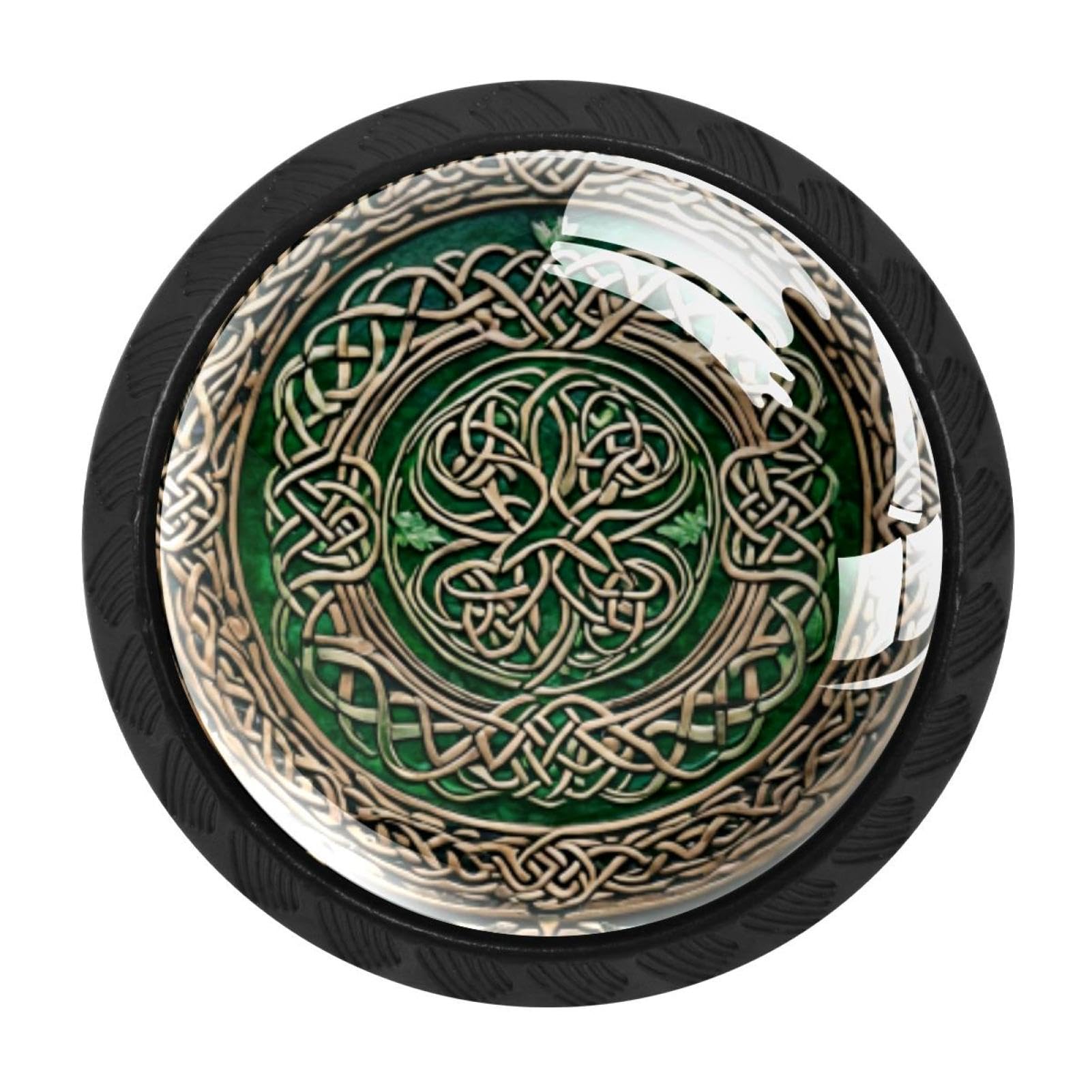 CHENZZZZ 4 Pack Round Cabinet Knobs for Kitchen Bathroom Closet Dresser Cabinets, Celtic National Art Ornament (1)