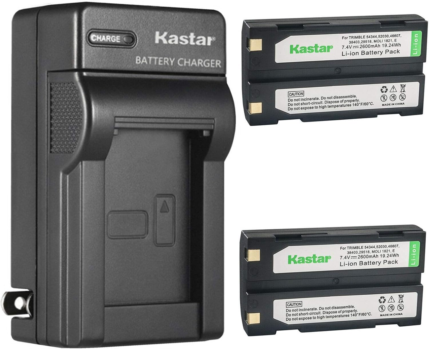 Kastar 4-Pack Ei-D-Li1 Battery and AC Wall Charger Replacement for Trimble 29518, 46607, 52030, 54344, 38403, 5700, 5800, 92600, R4, R6, R7, R8, R8 GPS, R8 GNSS, MT1000