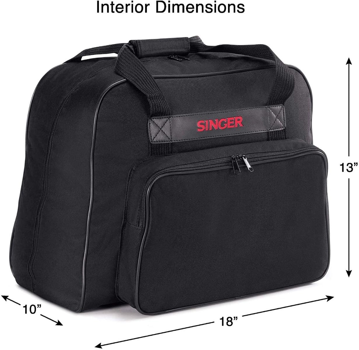 Singer Borsa per macchina da cucire semirigida in tessuto, con tasca accessori, color nero, 45 x 25 x 33 cm