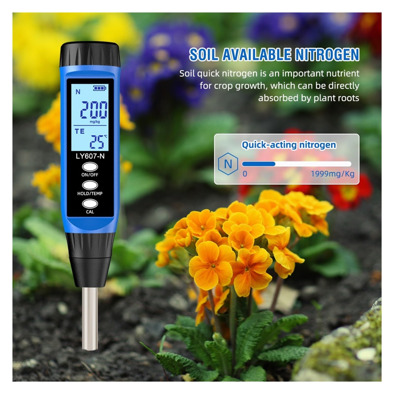 Analizador profesional de nitrógeno y potasio del suelo, medidor fósforo, analizador fertilidad Agricultura y actividades al aire libre(K Tester)
