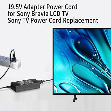 19.5V AC Adapter for Sony Bravia KDL-40 KDL-42 KDL-48 KDL-55 KDL-32 Series | KDL-40R510C KDL-40W650D KDL48W590B KDL55W650D KDL48W600B KDL-42W650A KDL-40W600B KDL-32W Smart LED LCD HD TV Screen Power