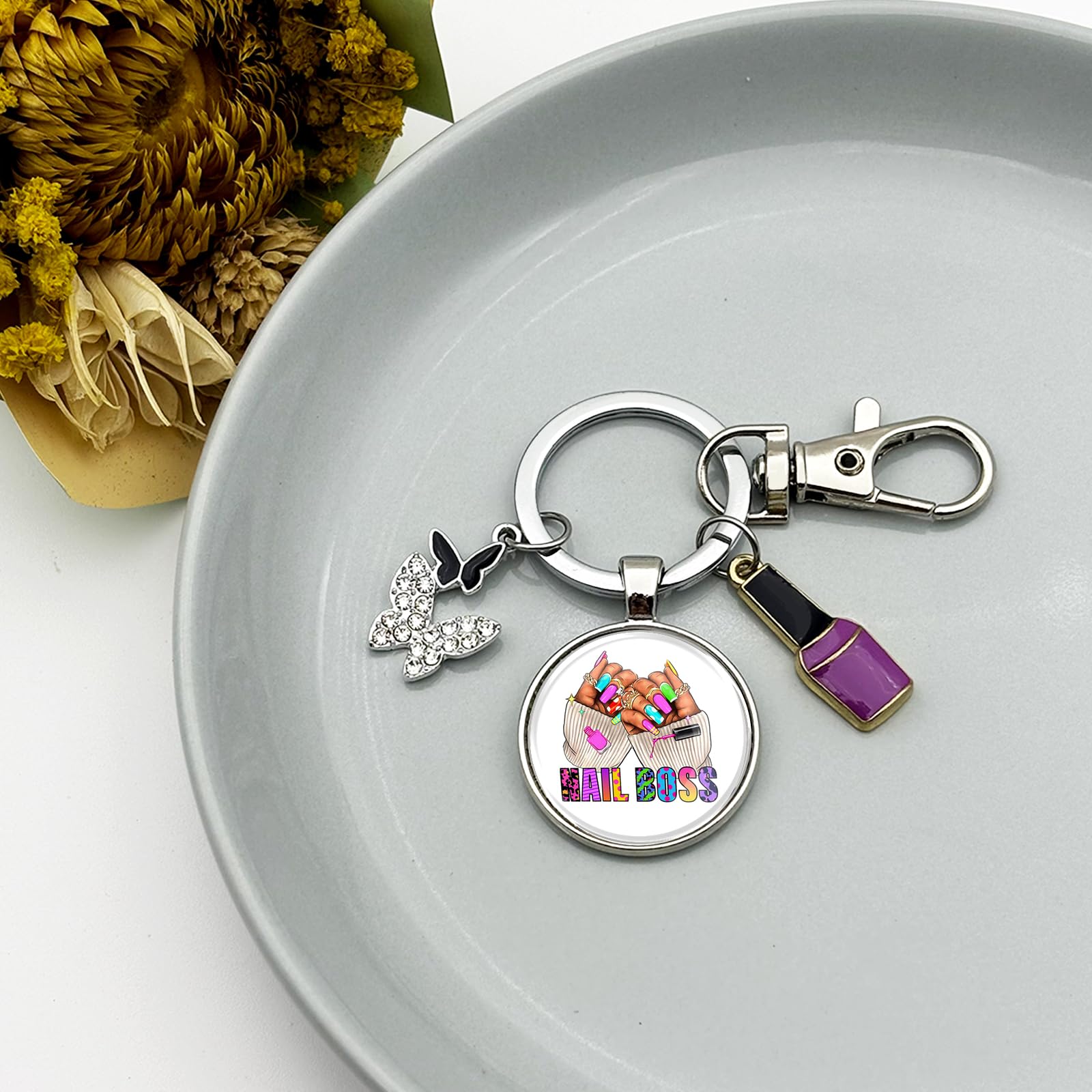 Manicurist Gifts Nail Tech Keychain for Christmas Graduation Retirement Thank You Gifts for Nail Hustler Technician Artist Stylist Women Men Salon Owner Boss Beautician Instructor Cosmetology Jewelry