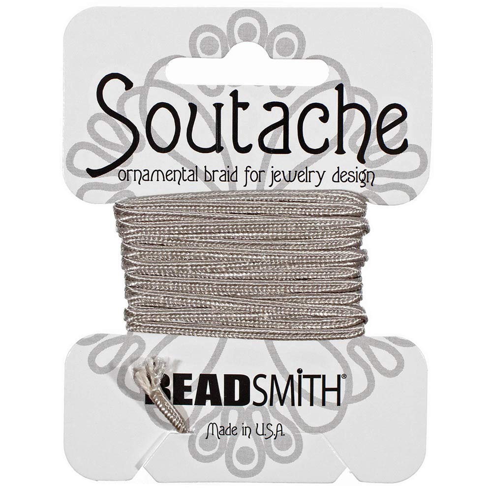 PARACORD PLANET Rayon Soutache Cord – Rayon Constructed Crafting Cord – for Jewelry Making, Beading, Embroidery, Quilting, and Crafting Projects – 3 Millimeter Cord in 3 Yard Lengths (Silver Grey)