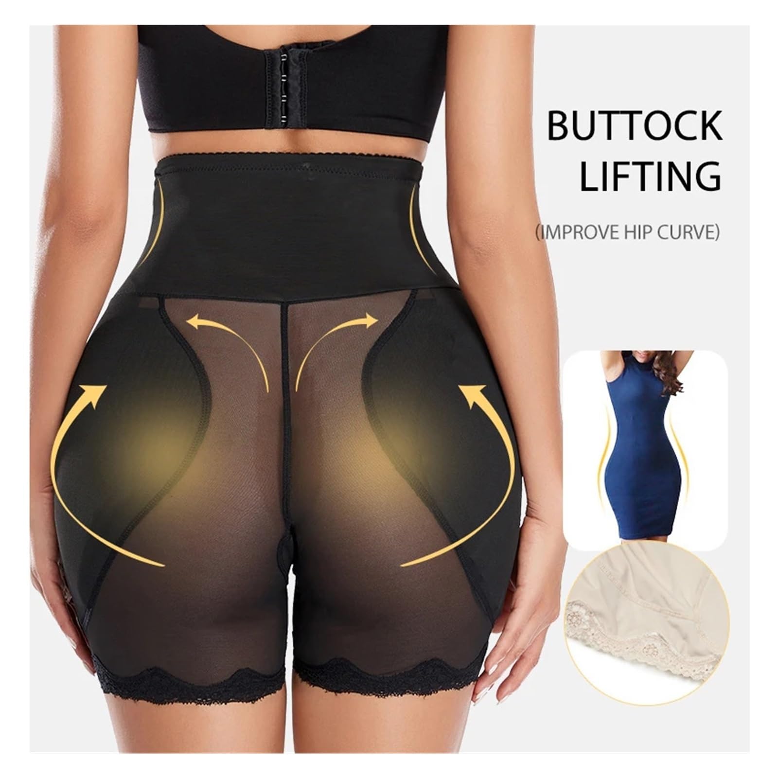 Guaina Contenitiva Donna Body Modellante Imbottito for Fianchi e Glutei, Mutandine da Allenamento a Vita Alta, Controllo della Pancia, Body Shaper da Donna