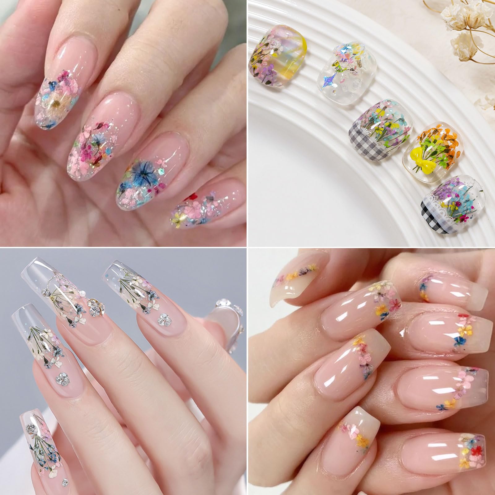 Amazon | 押し花 ネイルパーツ 4個セット ドライフラワー ネイルパーツ