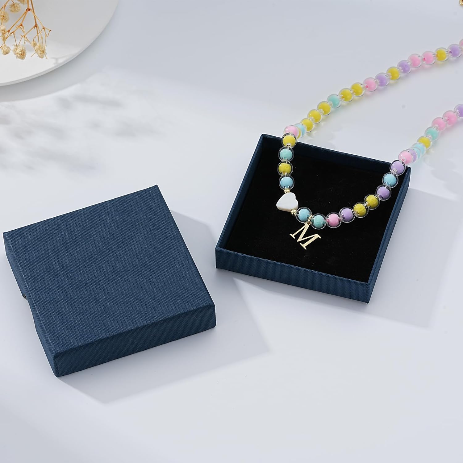 Colorful Beaded A-Z Initial Letter Necklaces, 14K Gold Plated Lightweight Birthday Gifts Trendy Stuff for Her Jewelry 17 + 3 Inches - Image 6