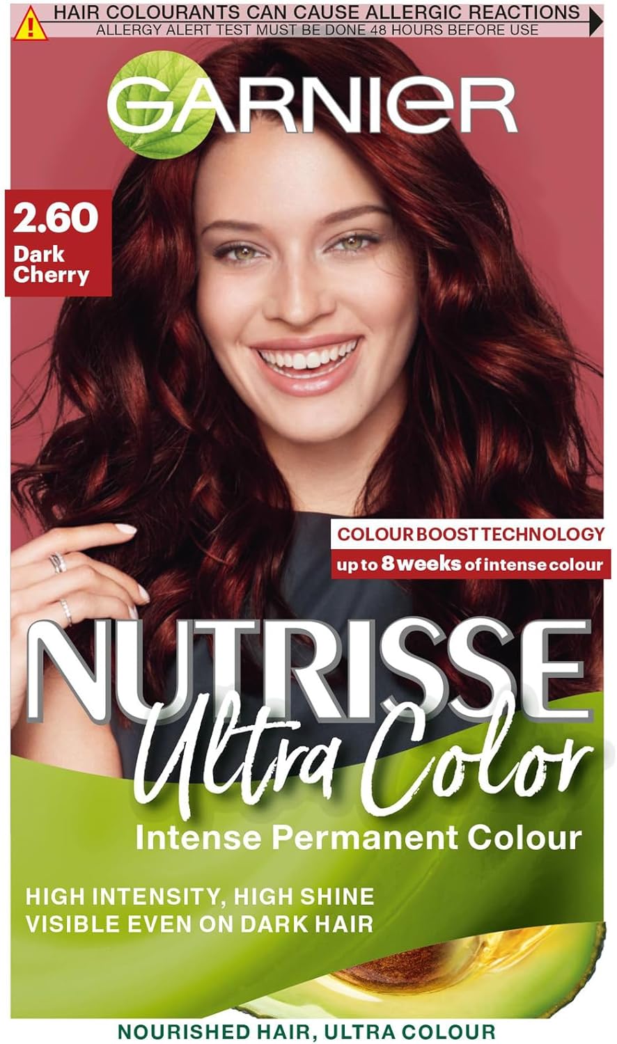 Garnier Nutrisse 2.6 Dark Cherry Red Permanent Hair Dye 1 Kit Garnier Nutrisse 2.6 Dark Cherry Red Permanent Hair Dye 1 Kit