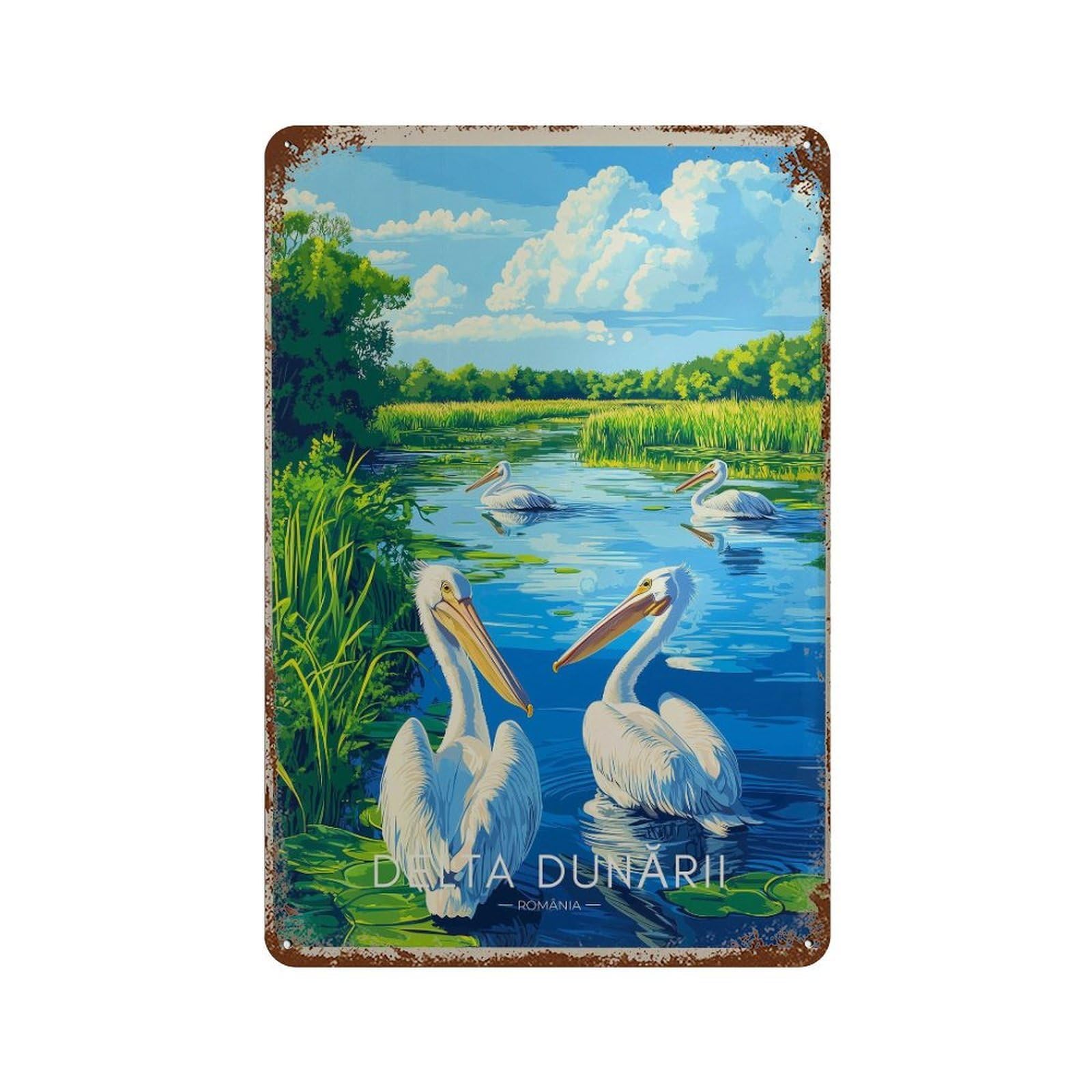 xiaoxiaoshen Danube Delta Romania Swampland Wall Decor Art Metal Tin Poster Modern Home Decor Art Home Bar Shop Decorations Vintage Sign 30x20cm