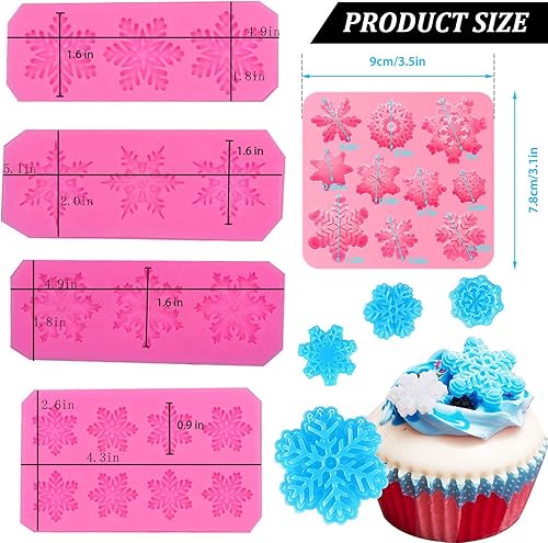 Miniatura 2 de 5 moldes de silicona para fondant de copo de nieve de invierno, decoración de pastel de copo de nieve de invierno, mini caramelo de chocolate,