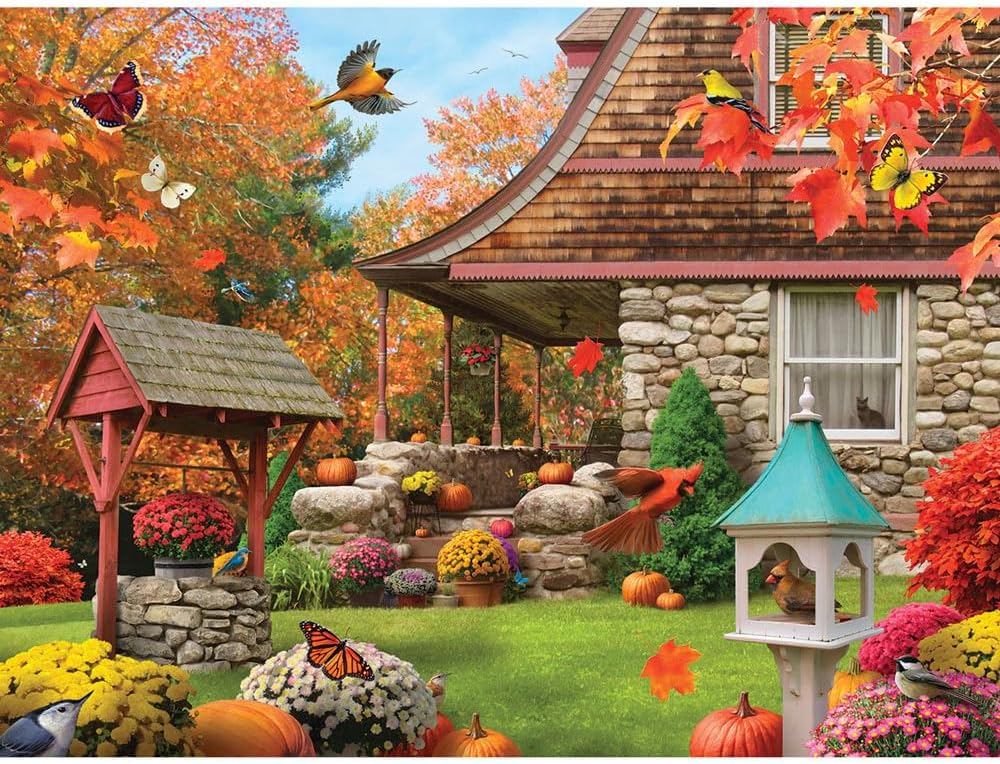 Bits and Pieces - 300 Piece Jigsaw Puzzle for Adults - 18" x 24" - Autumn Well Wishes - Large Piece Colorful Autumn Fall Jigsaw by Alan Giana