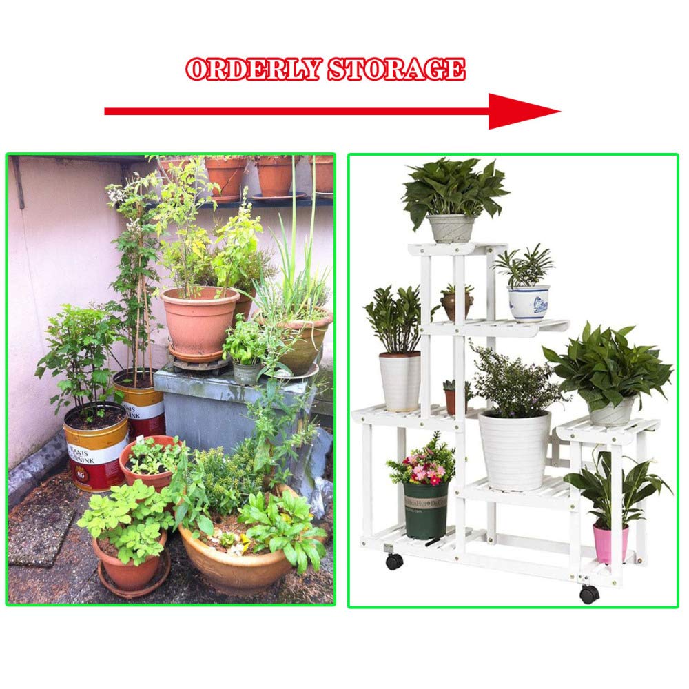 Supporto per Piante, portavasi per Fiori, portavasi in Legno, portavasi per Interni ed Esterni, scaffale per vasi, Scala per Fiori, scaffale per Giardino, Patio, Organizer Rustico, scaffali