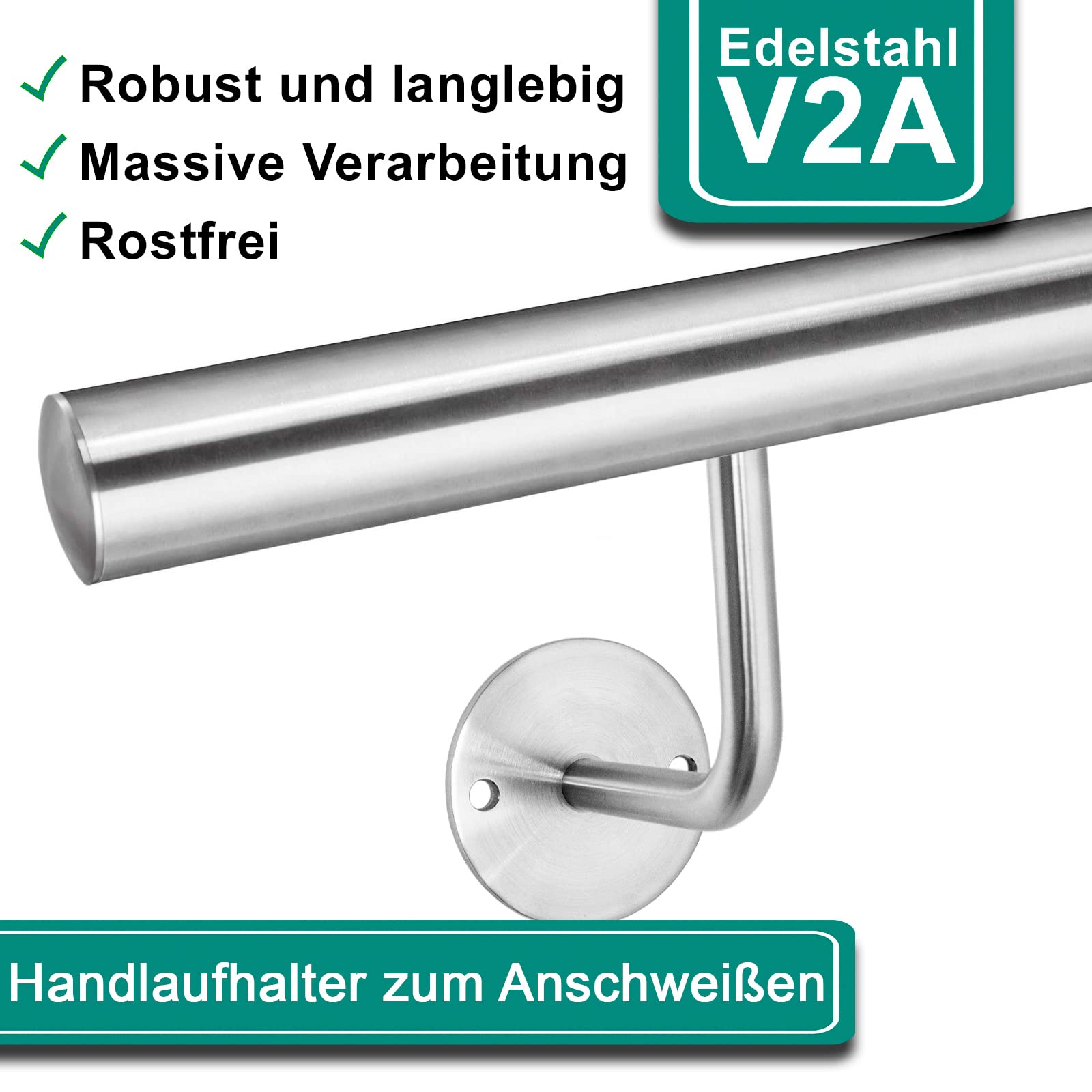 Leuninghouder gebogen vlak zadel rvs geborsteld
