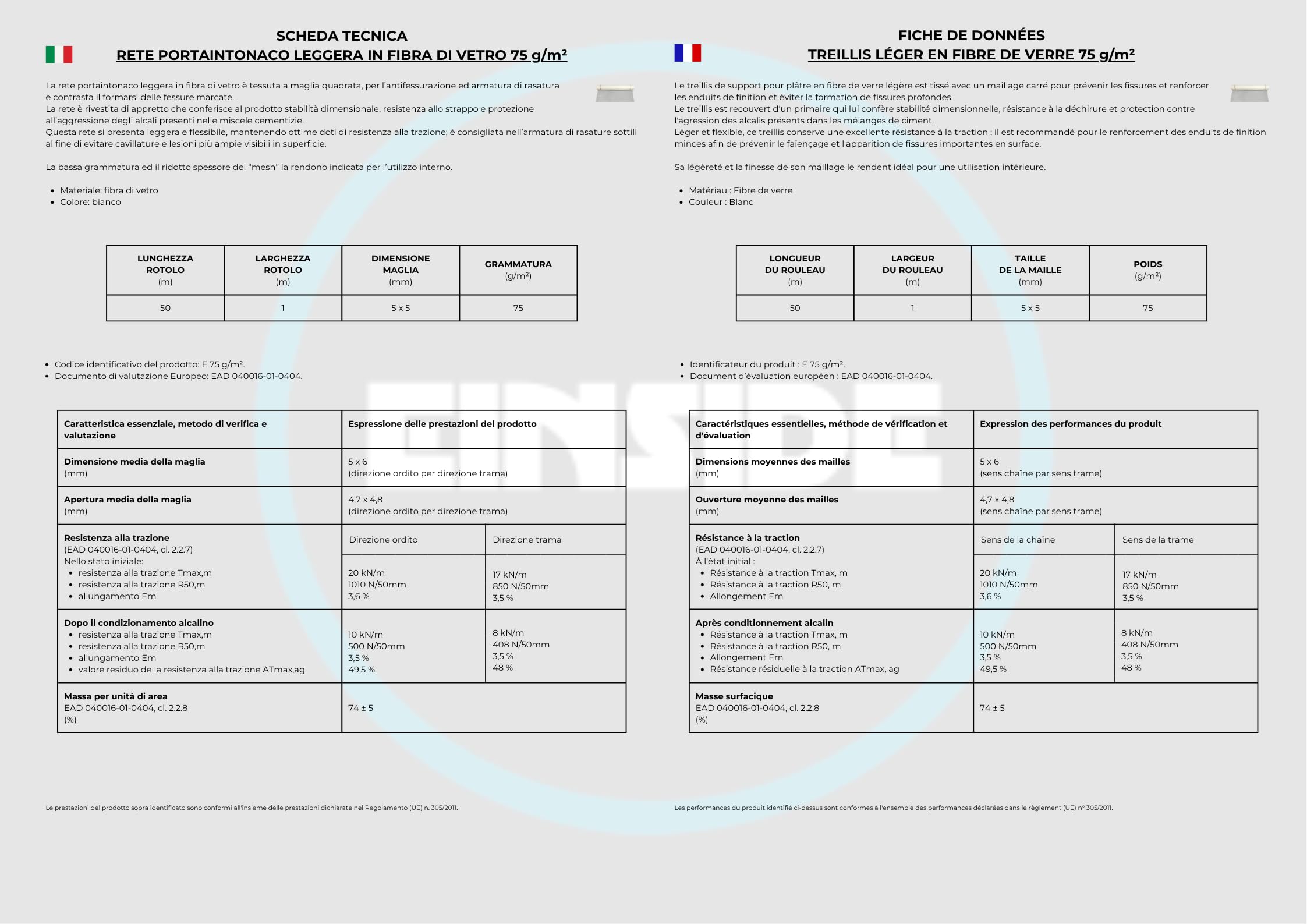 EINSIDE Malla de fibra de vidrio para yeso, Ligera y blanca para reparaciones, Rollo de 50 metros, 75 g/m² | Red para afeitados finos