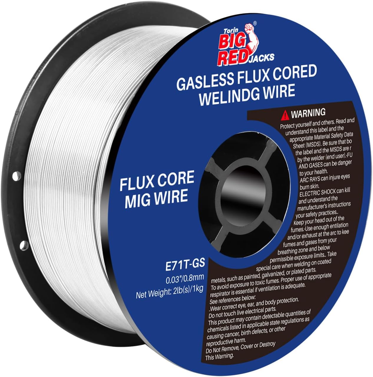 BIG RED E71T-GS .030" Flux Core Welding Wire: 2-Pound Spool, Gasless Mild Steel MIG Welding Wire with Low Splatter for All Position Arc Welding