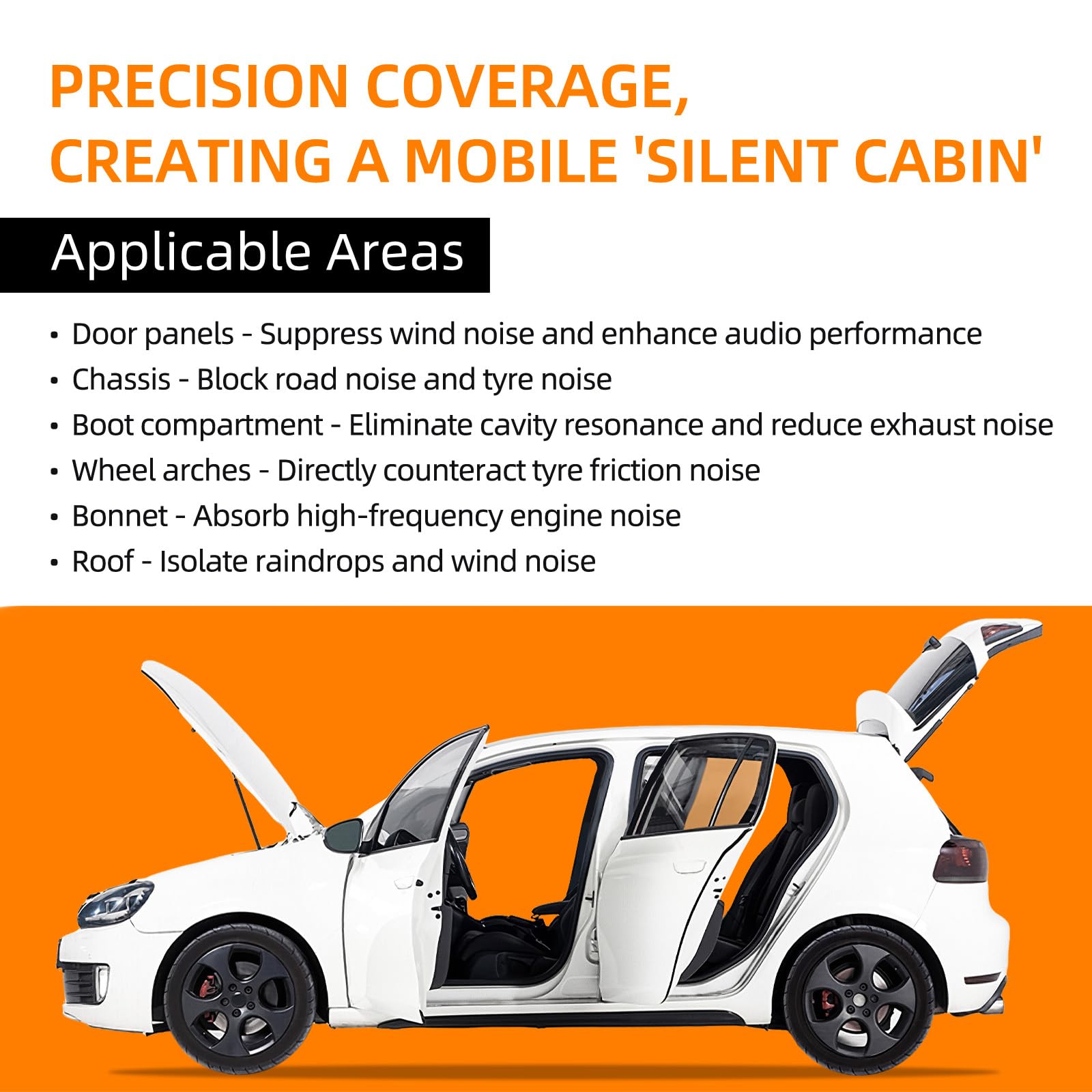 QILIMA 2 mm 3.3 m² da Isolante insonorizzante per auto, Fonoassorbente Butilico da Auto, Isolamento Acustico e Smorzamento di vibrazioni, 25cm x 40cm, 33 pezzi