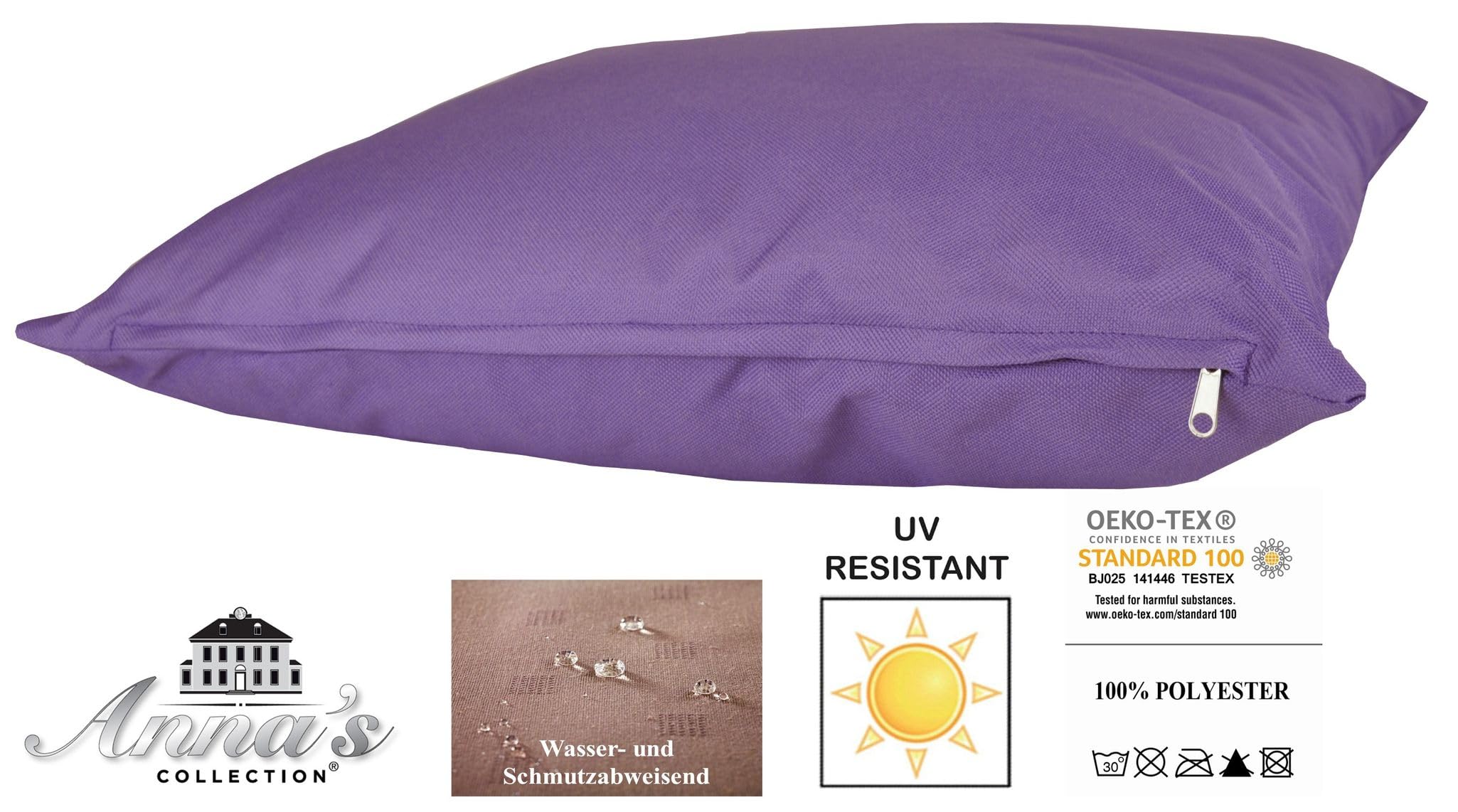 Coen Bakker Jack 4X Outdoor Lounge Kissen 45x45cm viele Farben Dekokissen inkl. Füllung Wasserfest Sitzkissen Garten Stuhl, Farbe:2X Flieder - 2X Lila
