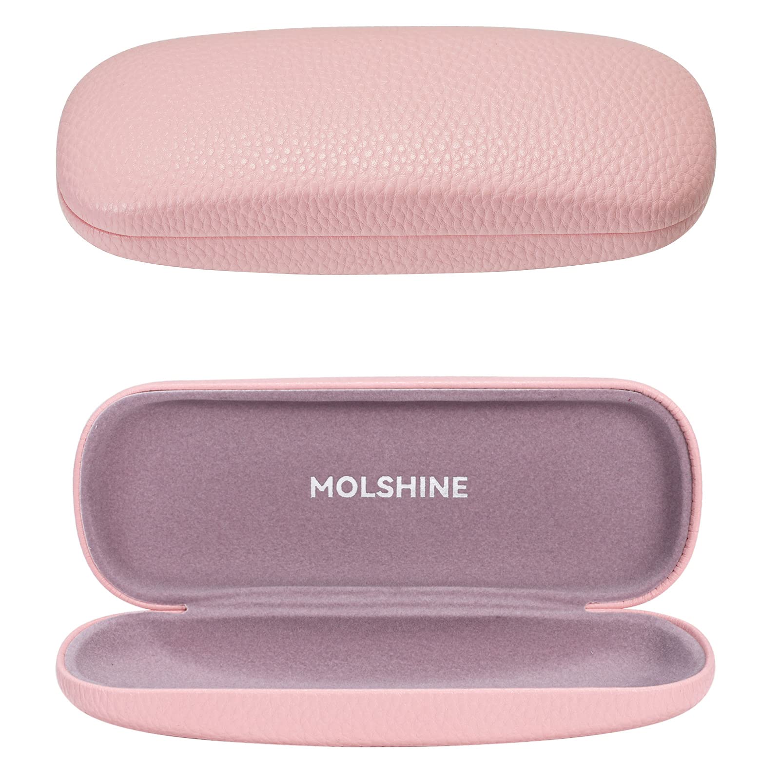 molshineestuche rígido para gafas de cuero PU, estuche portátil de viaje para anteojos para hombres, mujeres, niñas, viaje, estudio, trabajo