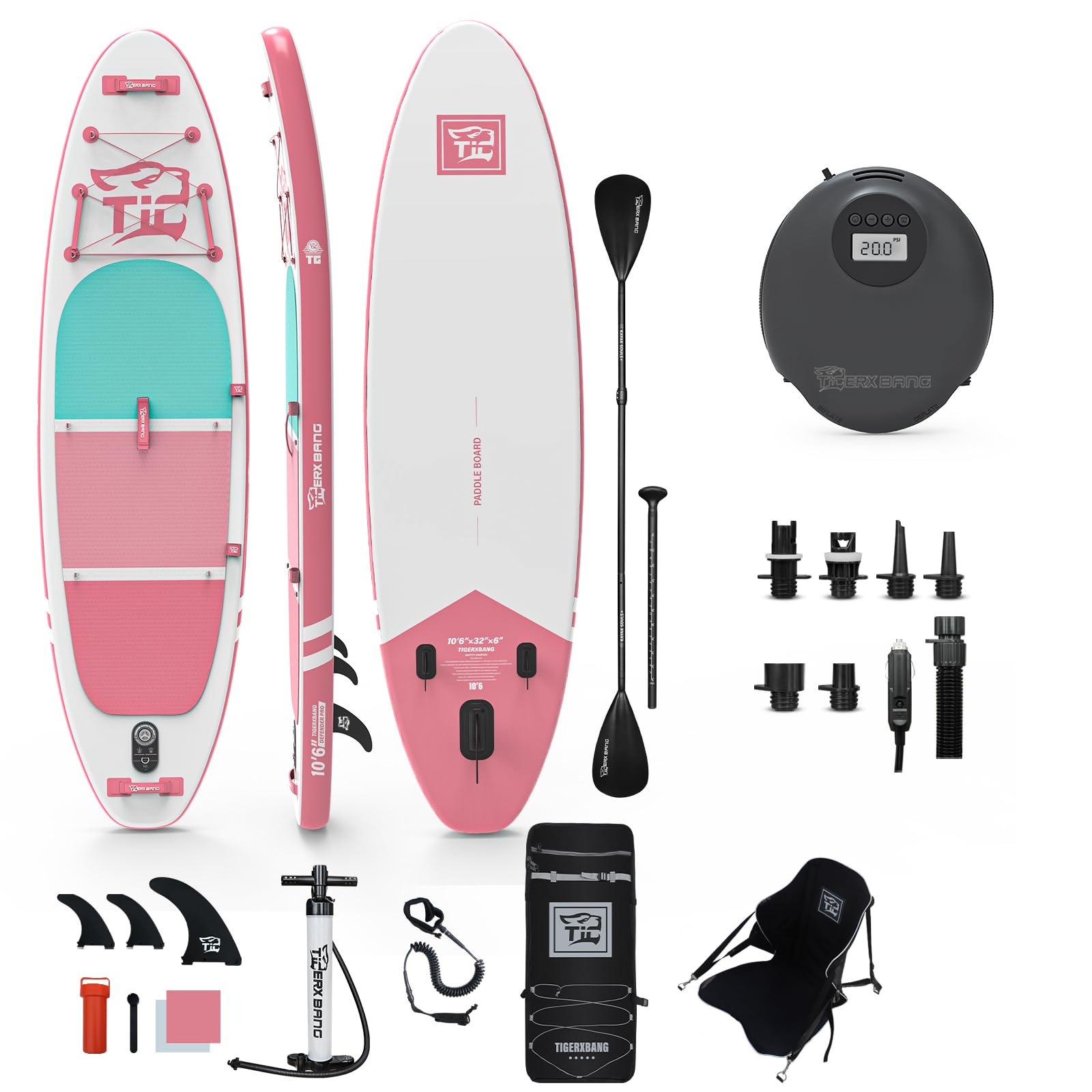 Tabla Paddle Surf Hinchable TIGERXBANG Paddle Board con Accesorios Premium Tabla Sup, PadelSurf Stand Up Padding para Adultos/Niños Sup