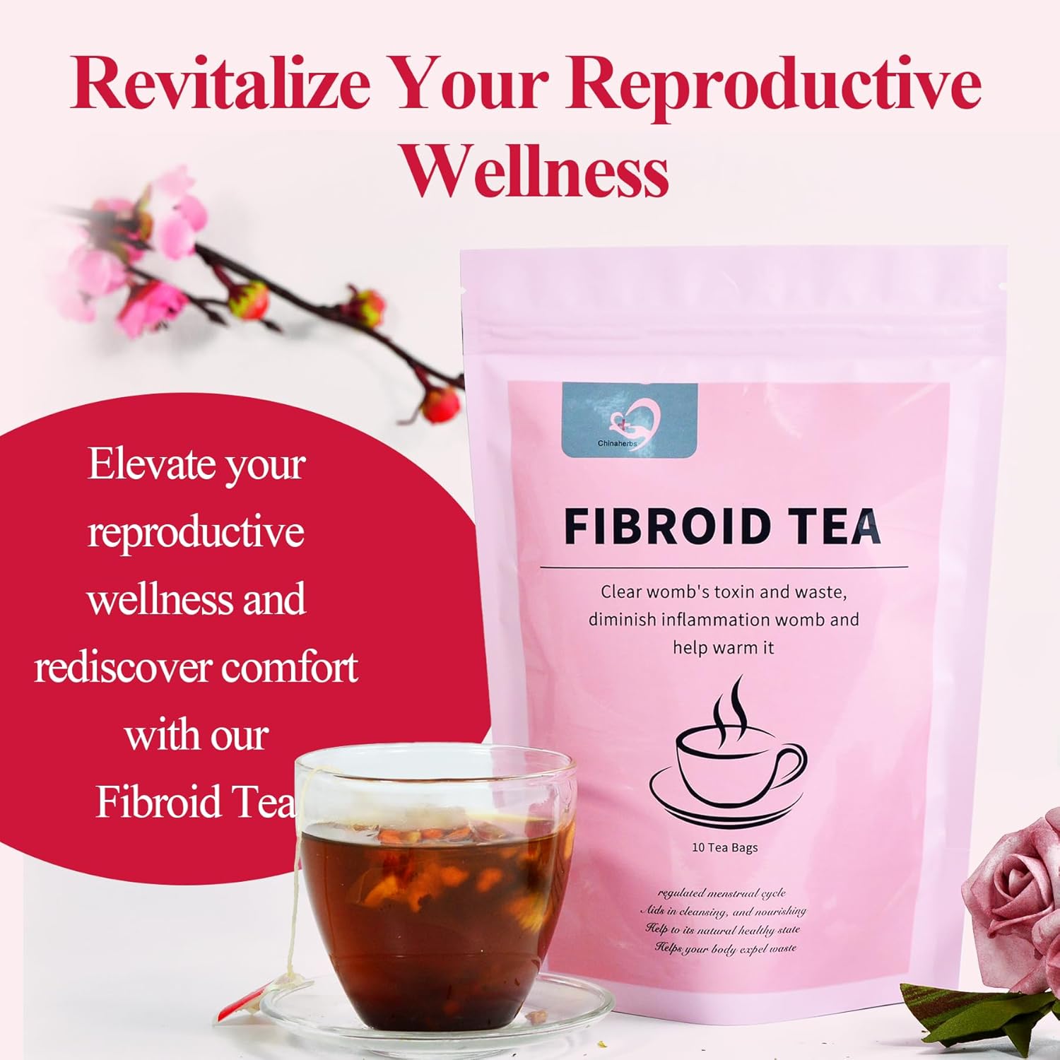 Aromlife Organic Fibroid Tea Packs Of 5, for Women Fibroids Shrinks & Ovarian Cysts Relief, Natrual Fertility Tea for Women Balances Hormones, Womb Tea with Brown Sugar and Flos Lonicerae - Image 5