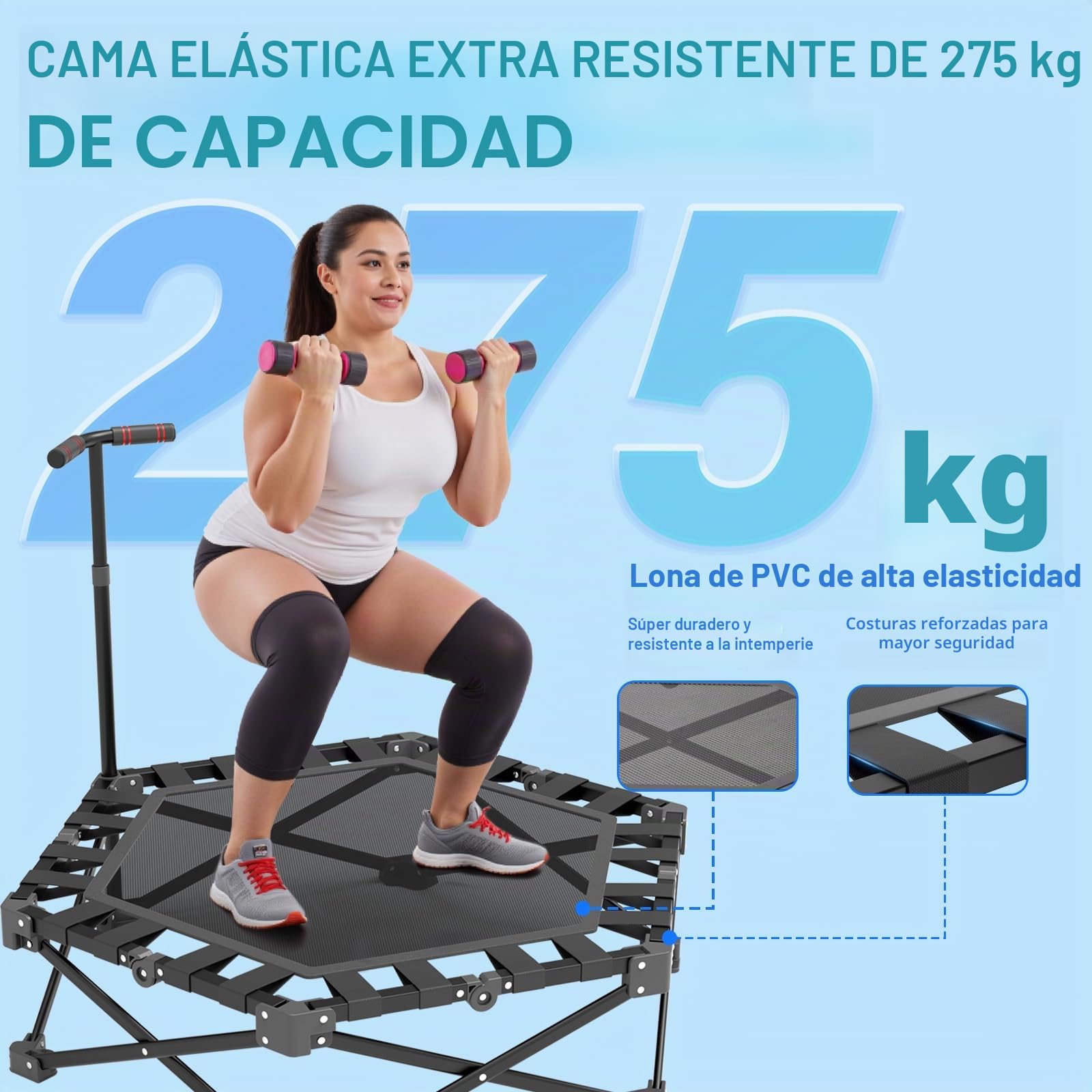 Mini Trampolín Plegable, Cama Elástica Fitness de Interior 106 cm