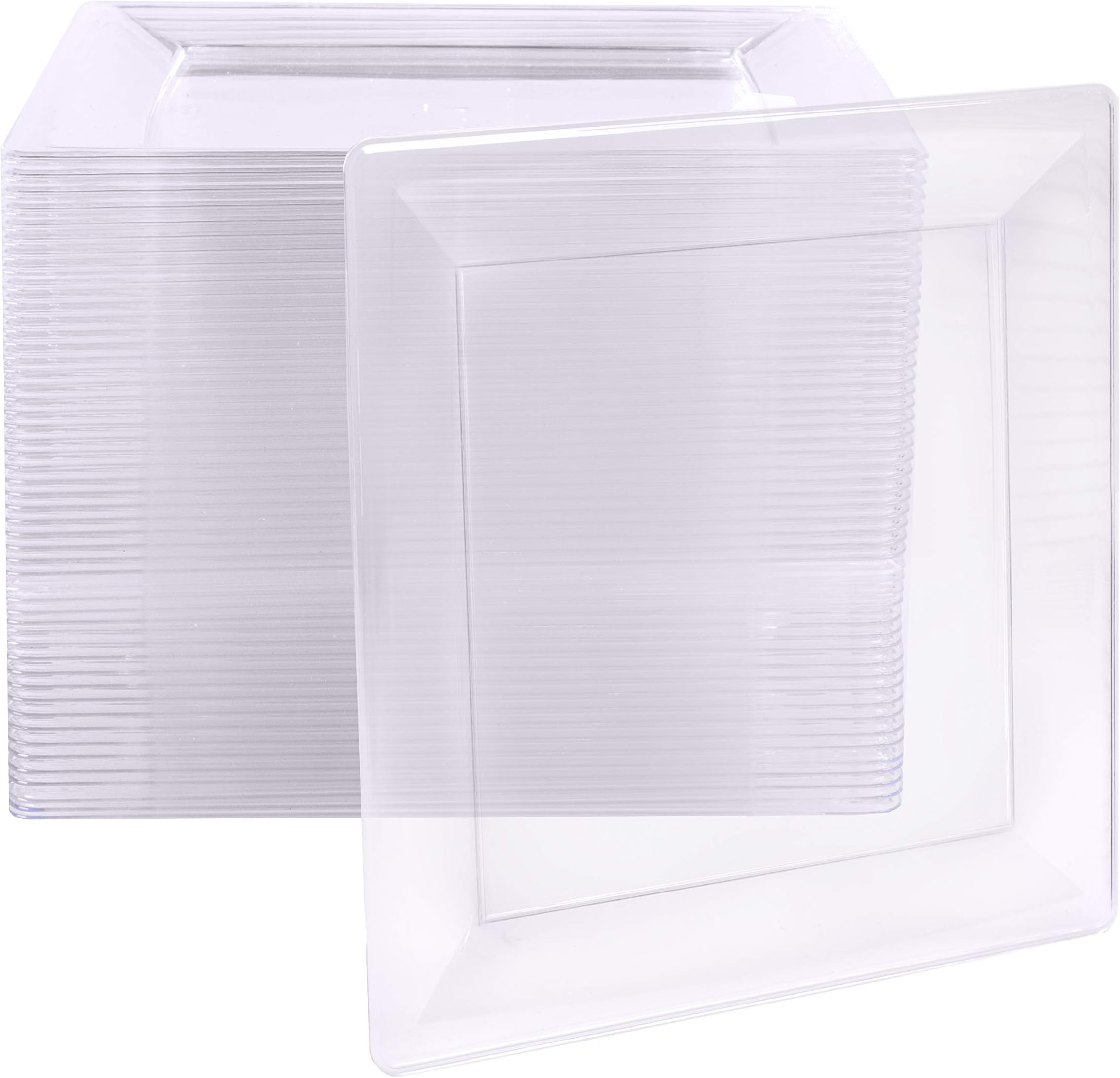 Ilyapa 50 Pack 6 Inch Disposable Dessert Plates, Plastic Party Sets for 50 Guests, Clear Appetizer and Cake Plates 6", Party & Dinner Accessories, Square