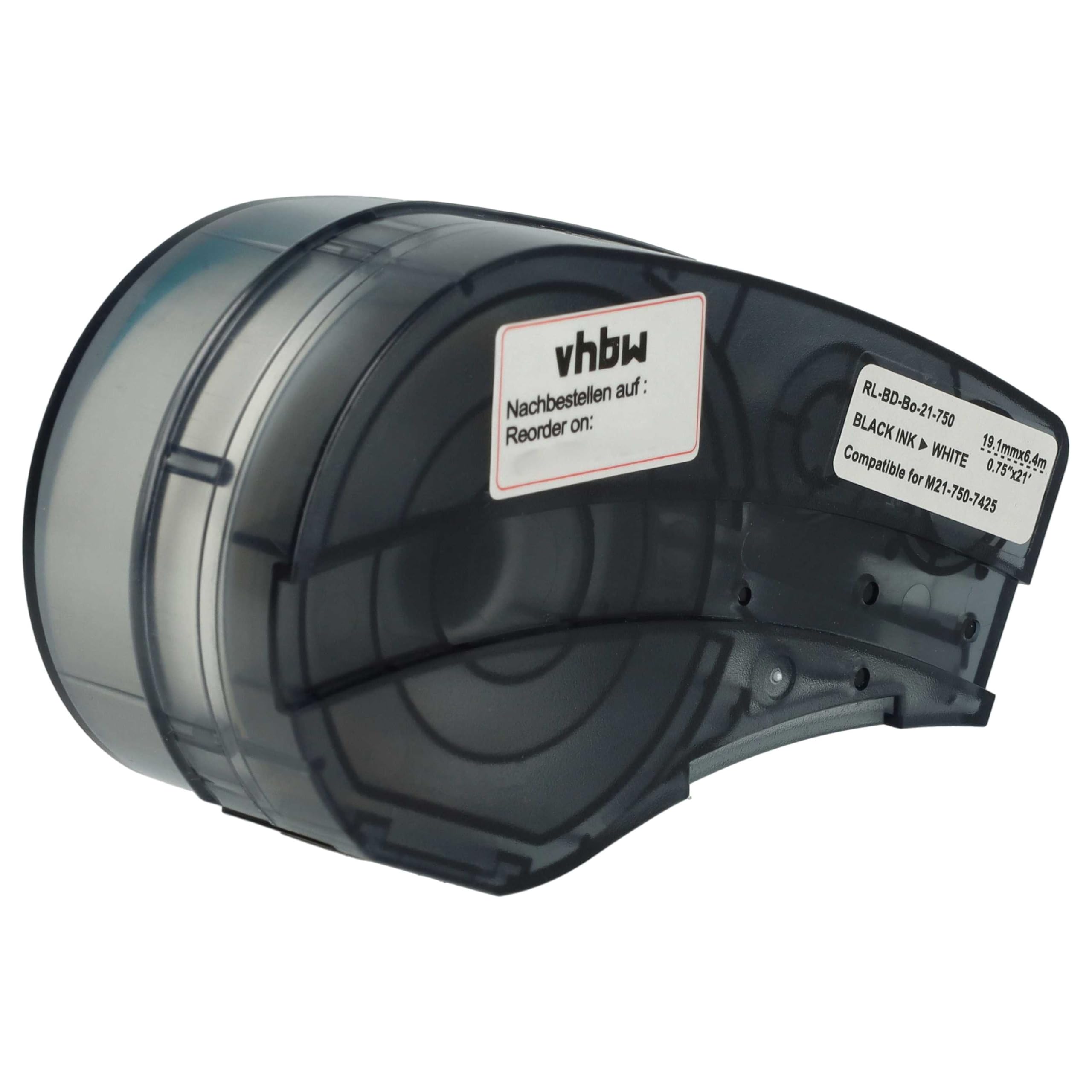 vhbw 5x Cassetta nastro compatibile con Brady M211 etichettatrice 6,4m x 19,05 mm nero su bianco, polipropilene