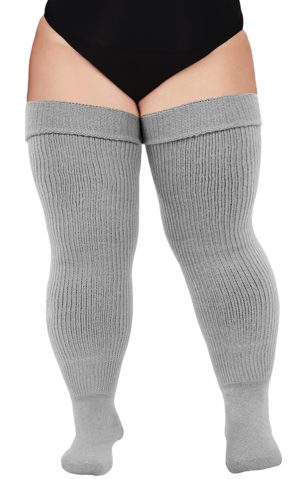 Plus Size Womens Thigh High Socks for Thick Thighs- Extra Long Thick Over the Knee Stockings- Leg Warmers Socks