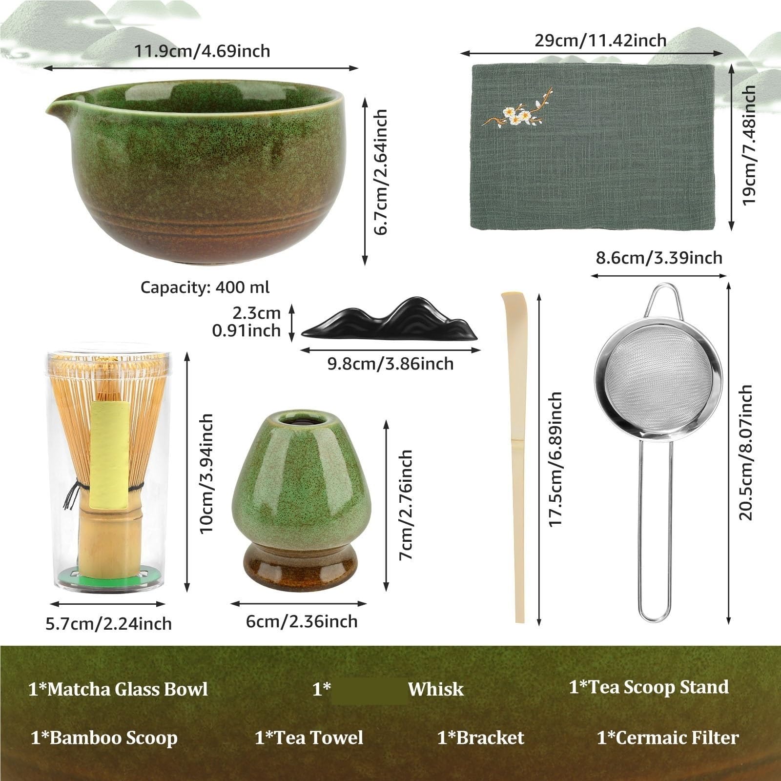Service À Thé Matcha 7 Pièces, Bol Rond Émaillé Transformé Au Four, Avec, Fouet, Cuillère Et Tamis, Adapté Aux Amateurs De Matcha Kit(White 7 pcs)