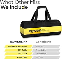 Vista 7 de Bowens Micrófono XLR profesional con soporte de micrófono ajustable (18-70 pulgadas) y cable de micrófono, micrófono dinámico de karaoke