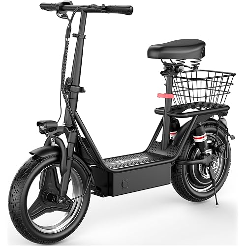Electric Scooter Adults, 850W/1000W Peak Motor, 25/35 Miles of Range Scooter with Seat, 25MPH Top Speed, Foldable Escooter with Rear Basket for Pets and Cargo, Dual Suspension for Commuting