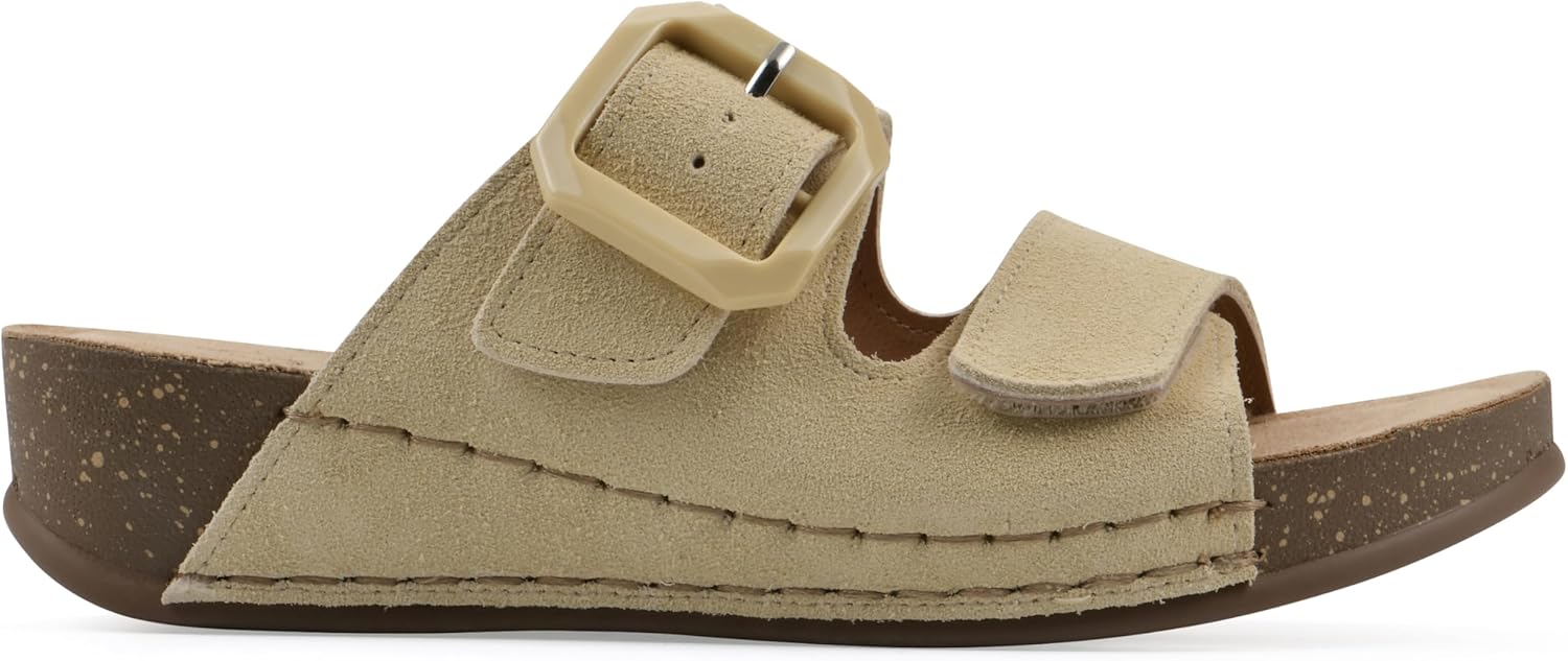 WHITE MOUNTAIN Women's Fearful Double-Strap Mini-Wedge Sandal